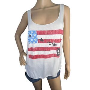 Honolau Wahine American Flag and Hawaii Loose Fit Lightweight Tank Top